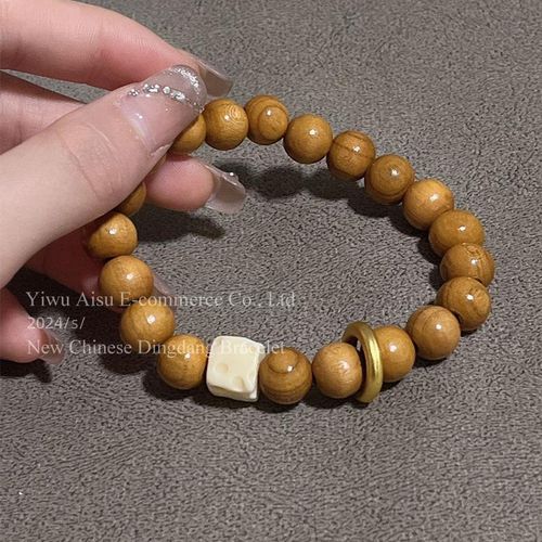 Original New Chinese Style 2024 Flexible Ring Peach Cheese Men's and Women's National Style Special-Interest Design Bracelet Accessories