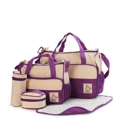 5 Piece Multifunctional Diaper Bag-Purple