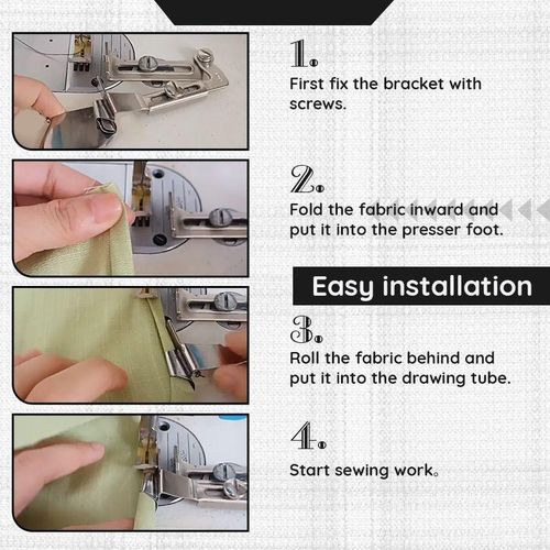 1pcs Double Fold Clean Finish Swing-Away Hemmer Attachment For Industrial Sewing Machines Presser Foot Hem Pull Cylinder Tool