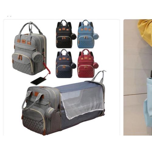 Multifunctional Mummy Diaper Bag And Bed ( All In Different Colours)-Gray