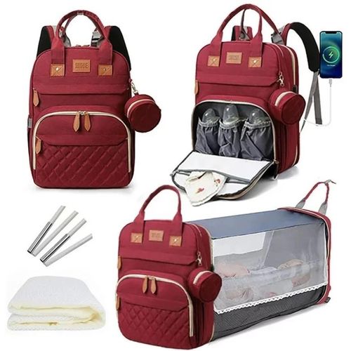 Multifunctional Mummy Diaper Bag And Bed ( All In Different Colours)-Gray