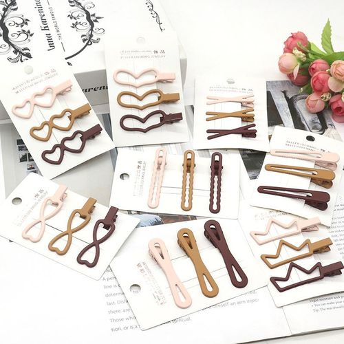 Coffee Color Cute Snap Hair Clips For Girls Clip Pins Hairpins Color Metal Barrettes For Baby Children Styling Accessories