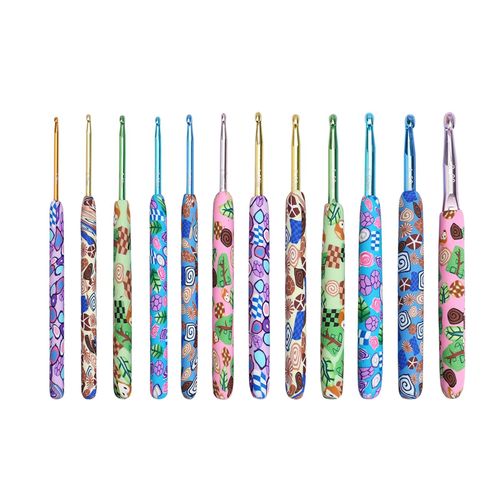 Crochet Hooks Set Ergonomic Grip Aluminum Knitting Crafts