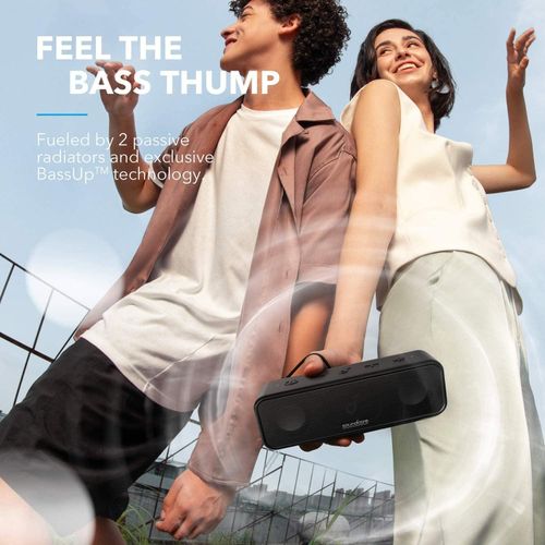 Anker Soundcore 3, Bluetooth Speaker with Stereo Sound, Pure Titanium Diaphragm Drivers, PartyCast Technology, BassUp, 24H Playtime, IPX7 Waterproof, App, Custom EQ, Home, Outdoor, Beach