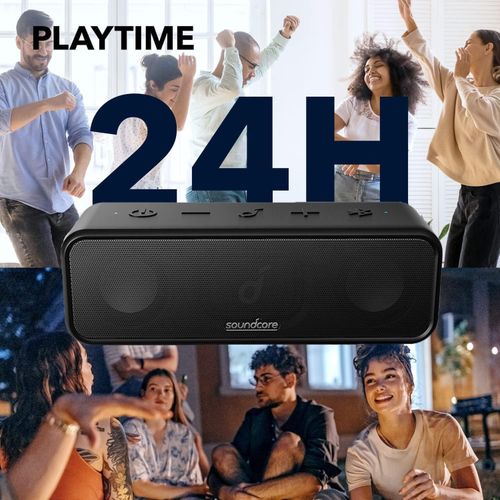 Anker Soundcore 3, Bluetooth Speaker with Stereo Sound, Pure Titanium Diaphragm Drivers, PartyCast Technology, BassUp, 24H Playtime, IPX7 Waterproof, App, Custom EQ, Home, Outdoor, Beach