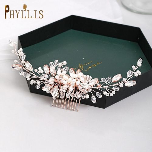 A33 Pearl Wedding Comb Jewelry Bride Hair Clips Floral Headpiece Crystal Women Tiaras Rhinestone Bridal Hair Accessories