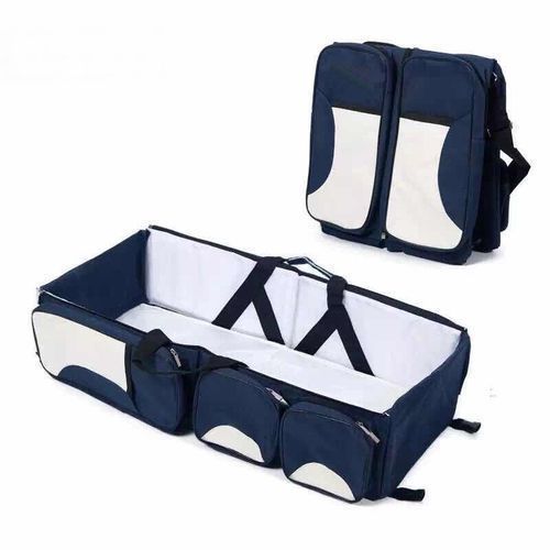 2 in 1 Baby Travel Bag & Bed - Navy Blue,White