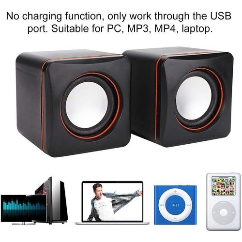 Mini Cube Speakers ,Computer Speakers, Laptop Cube Style USB Speaker Desktop Compact Stereo 3.5mm Mini (2 Channels)