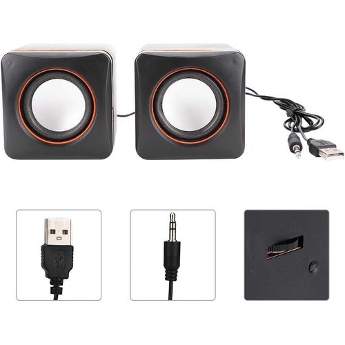 Mini Cube Speakers ,Computer Speakers, Laptop Cube Style USB Speaker Desktop Compact Stereo 3.5mm Mini (2 Channels)