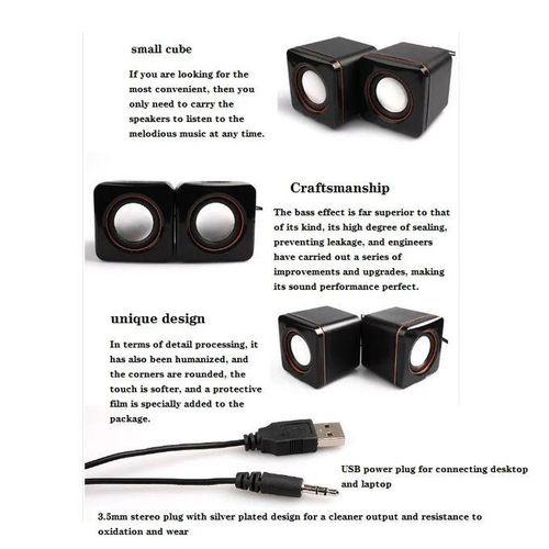 Mini Cube Speakers ,Computer Speakers, Laptop Cube Style USB Speaker Desktop Compact Stereo 3.5mm Mini (2 Channels)