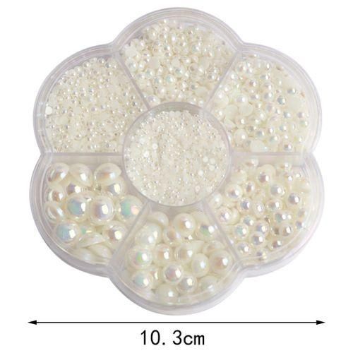 2800PcsSet 23456810mm Half Round Pearls Gems Mixed Milky White