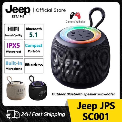 Jeep PS SC001 Bluetooth Speaker Wireless Outdoor Portable Mini Colorful Mini Speaker Large Volume High Quality Subwoofer Waterproof Support TF Card Receipt Voice Player -Built In Microphone+HD Noise Reduction - Black