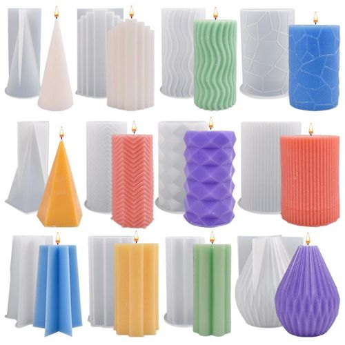Geometry Stripe Candle Silicone Mold Diy Star Four-Leaf Clover Circular Soap Resin Mold Chocolate Making Home Decor