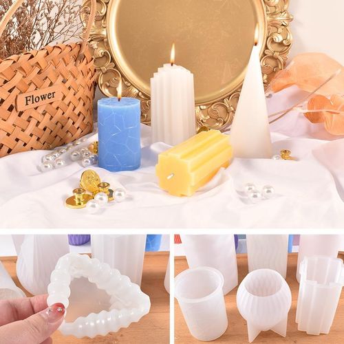 Geometry Stripe Candle Silicone Mold Diy Star Four-Leaf Clover Circular Soap Resin Mold Chocolate Making Home Decor