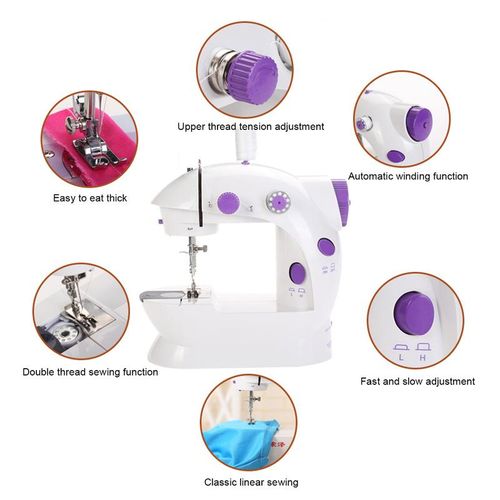 Household Electric Sewing Machine Mini Portable Household Night Foot Pedal Straight Line Hand Table Two Thread Kit