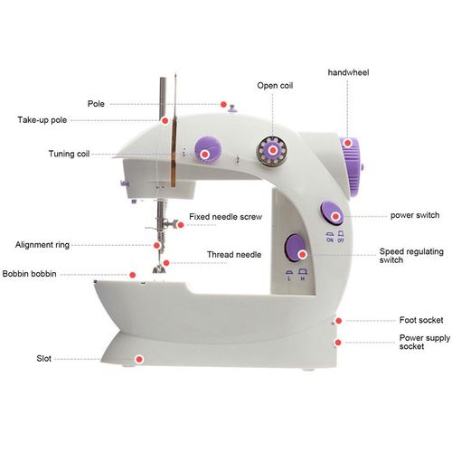 Household Electric Sewing Machine Mini Portable Household Night Foot Pedal Straight Line Hand Table Two Thread Kit