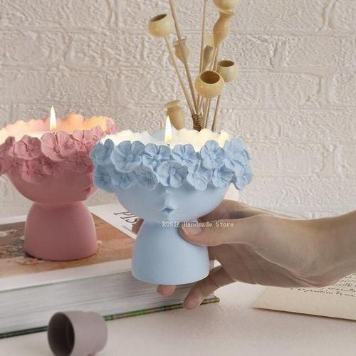 Girl Concrete Vase Silicone Mold Diy Candle Jar Mold Flower Pot Epoxy Resin Molds Home Decor