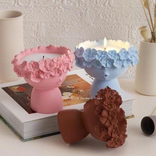 Girl Concrete Vase Silicone Mold Diy Candle Jar Mold Flower Pot Epoxy Resin Molds Home Decor