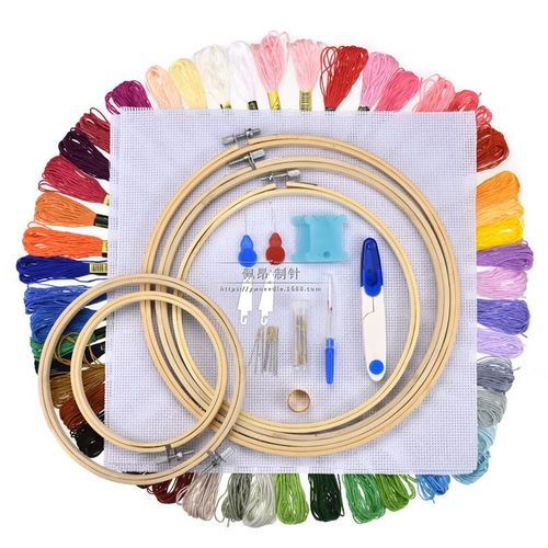 New 50-color 100-color embroidery thread set embroidery shed embroidery frame cross stitch thread combination set AC182 5 bamboo embroidery hoops + 50 colored threads NO5114