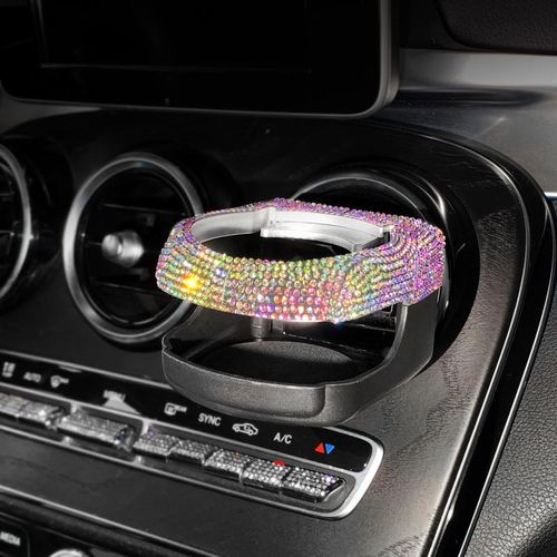 Drilled Front Air Outlet Water Cup Holder Bling Rhinestone Drink Holder For Ashtray Water Cup Kettle Car Accessories
