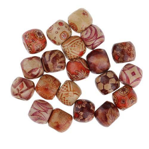 20pc Wooden Dread Lock Dreadlocks Cuffs Hair Beads Decoration Wood