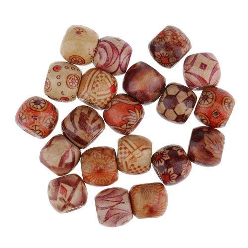 20pc Wooden Dread Lock Dreadlocks Cuffs Hair Beads Decoration Wood