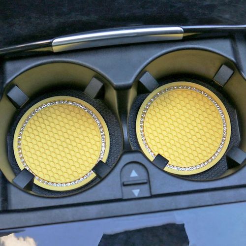 Car Coasters Pvc Car Cup Holder Anti Slip Universal Vehicle Interior Accessories Crystal Glitter Cup Mats For Women And Men