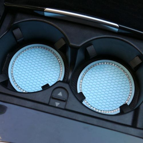 Car Coasters Pvc Car Cup Holder Anti Slip Universal Vehicle Interior Accessories Crystal Glitter Cup Mats For Women And Men