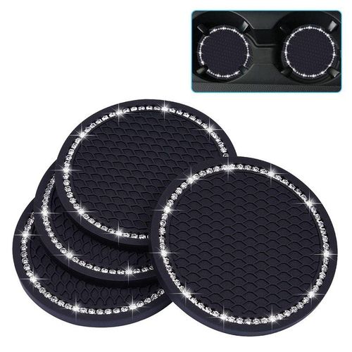 Car Coasters Pvc Car Cup Holder Anti Slip Universal Vehicle Interior Accessories Crystal Glitter Cup Mats For Women And Men