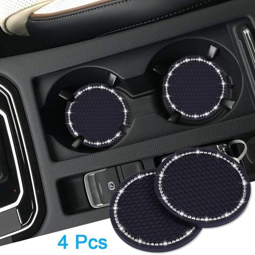 Car Coasters Pvc Car Cup Holder Anti Slip Universal Vehicle Interior Accessories Crystal Glitter Cup Mats For Women And Men