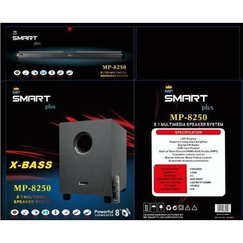 Smartplus 2.1 Wired Powerful Soundbar And Subwoofer With Clear Sound-Black.