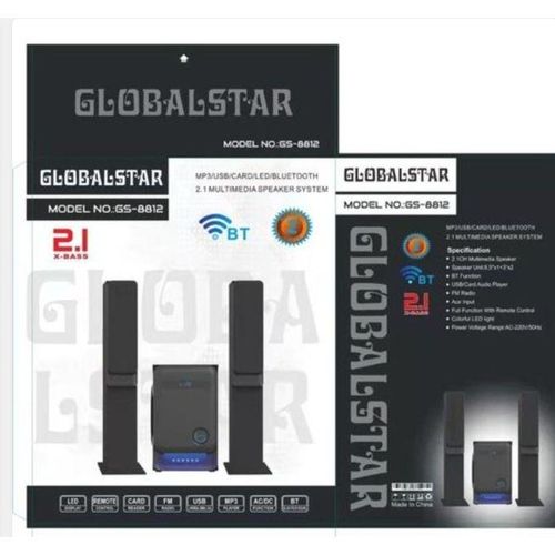 Globalstar 2.1 Multimedia Heavy Bass Home Theater System With 3 Speakers - Black