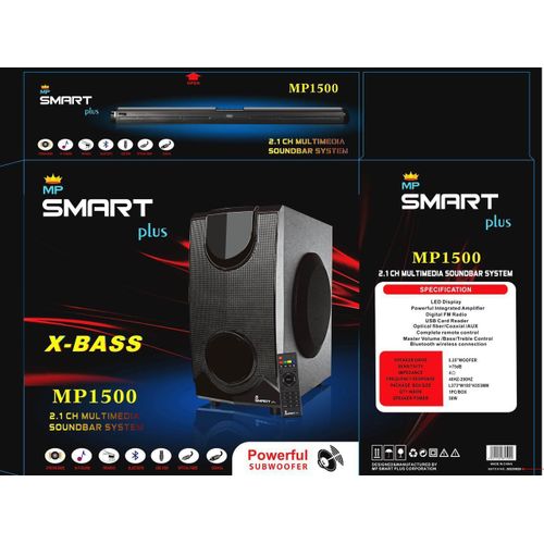 Smartplus 2.1 Wired Bluetooth Home Theatre  Soundbar Plus Woofer - Black