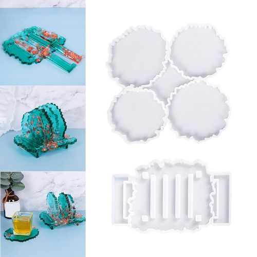 Silicone Coaster Mold Epoxy Resin Mould with Coaster Holder Mold for