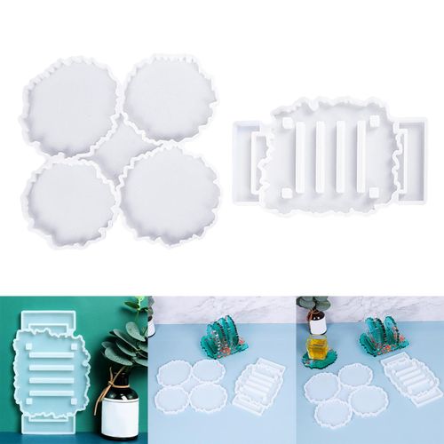 Silicone Coaster Mold Epoxy Resin Mould with Coaster Holder Mold for