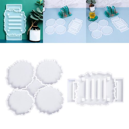 Silicone Coaster Mold Epoxy Resin Mould with Coaster Holder Mold for