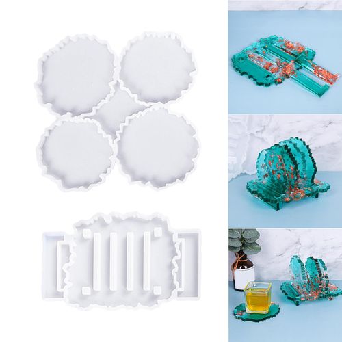 Silicone Coaster Mold Epoxy Resin Mould with Coaster Holder Mold for