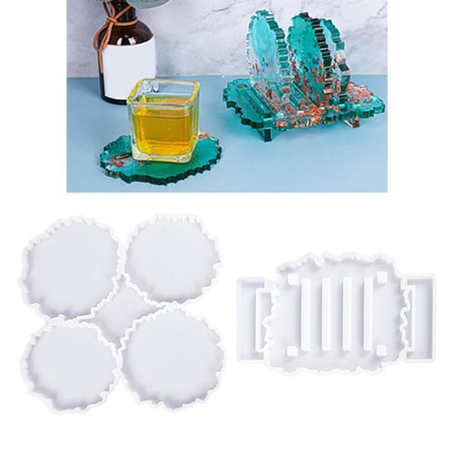Silicone Coaster Mold Epoxy Resin Mould with Coaster Holder Mold for