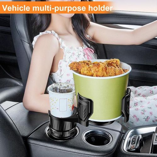 Carbon Fiber Car Cup Holder With Compass Multifunctional Adjustable 2-In-1 Space Saving Easy Install Drink Rack