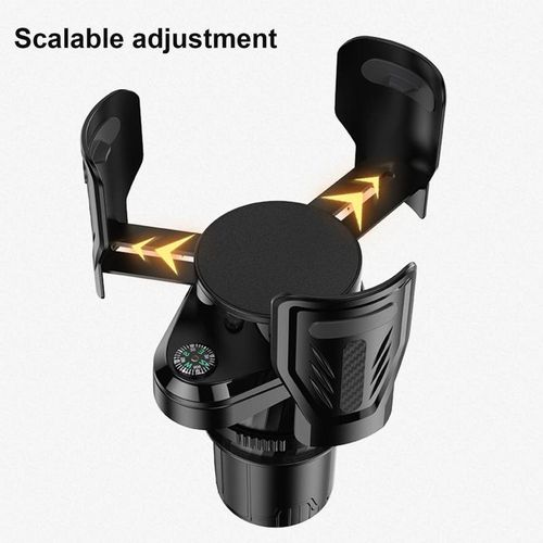 Carbon Fiber Car Cup Holder With Compass Multifunctional Adjustable 2-In-1 Space Saving Easy Install Drink Rack