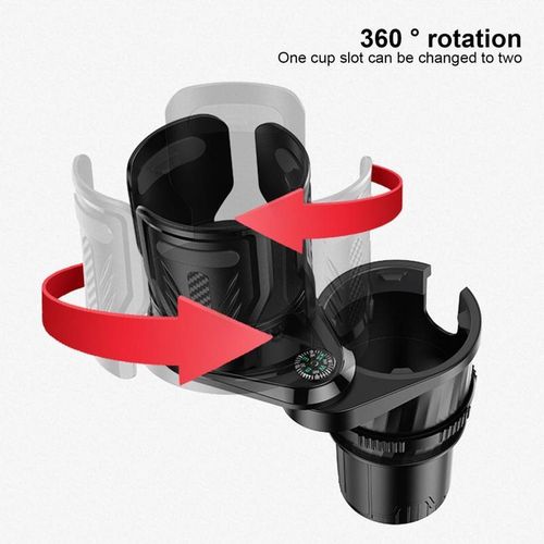 Carbon Fiber Car Cup Holder With Compass Multifunctional Adjustable 2-In-1 Space Saving Easy Install Drink Rack