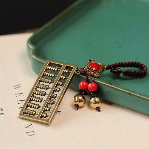 Blessing Brass Money Car Accessories Feng Shui Coins Key Rings Bag Keychain Brass Abacus Keychain Car Key Chain Keyfob-A_black