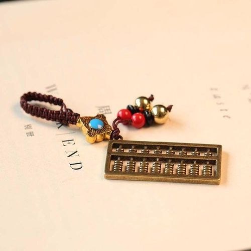 Blessing Brass Money Car Accessories Feng Shui Coins Key Rings Bag Keychain Brass Abacus Keychain Car Key Chain Keyfob-A_black
