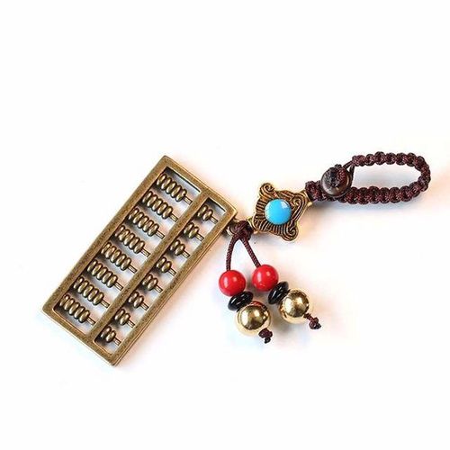 Blessing Brass Money Car Accessories Feng Shui Coins Key Rings Bag Keychain Brass Abacus Keychain Car Key Chain Keyfob-A_black