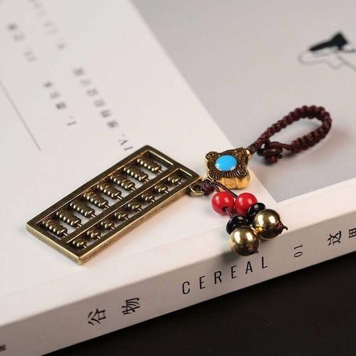 Blessing Brass Money Car Accessories Feng Shui Coins Key Rings Bag Keychain Brass Abacus Keychain Car Key Chain Keyfob-A_black