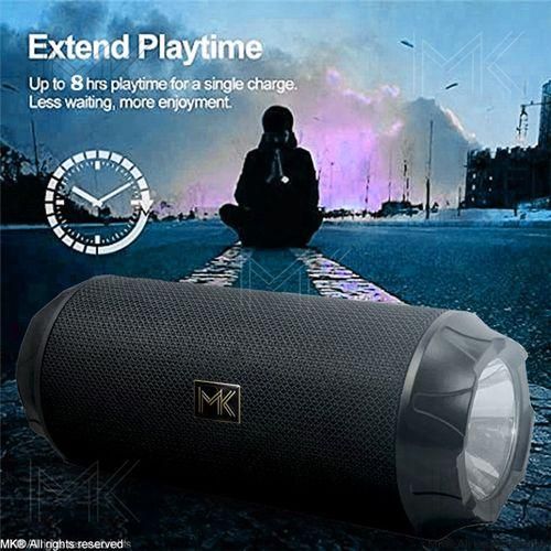 MK ® Wireless Bluetooth Portable Speaker 15W Stereo Sound With Flashlight, TWS Surround Pairing, Lightweight For Party Outdoor Camping