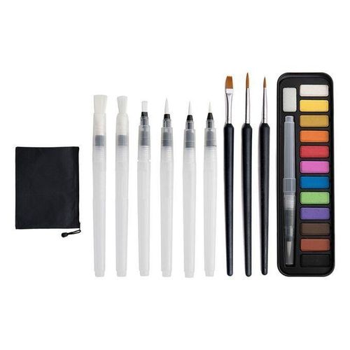 Portable Solid Watercolor  Set Pigment Art Supplies Water Brushes