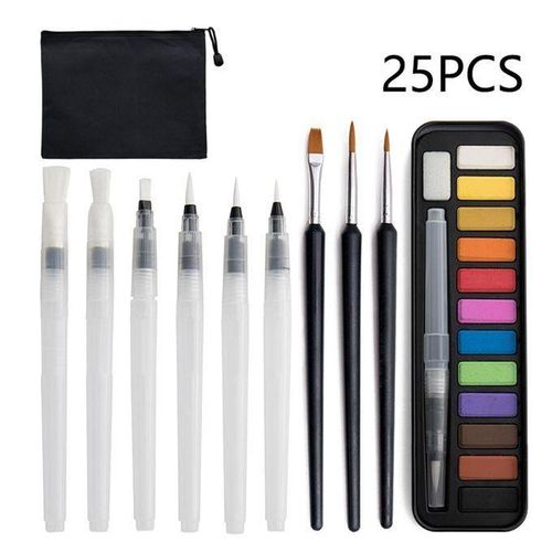 Portable Solid Watercolor  Set Pigment Art Supplies Water Brushes