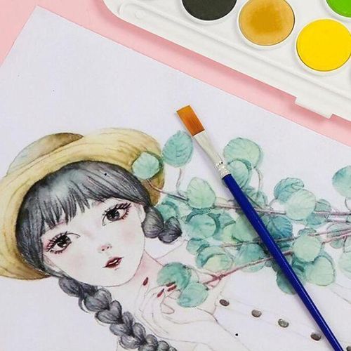 Portable Solid Watercolor  Set Pigment Art Supplies Water Brushes