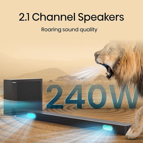 Hisense 2.1 CH 240W Soundbar HS2100 - DTS Virtual X, Subwoofer, HDMI ARC, Bluetooth , Black
